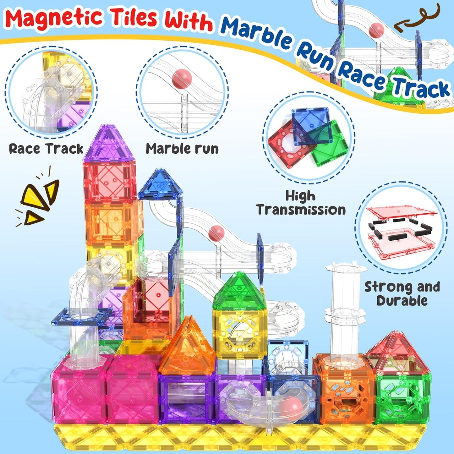 STEM Magnet Toys for Toddler Magnetic Blocks Building Toys Preschool Learning Sensory Montessori Toys for 3+ Year Old Boys and Girls, Safe Creativity Toddler Kids Toys