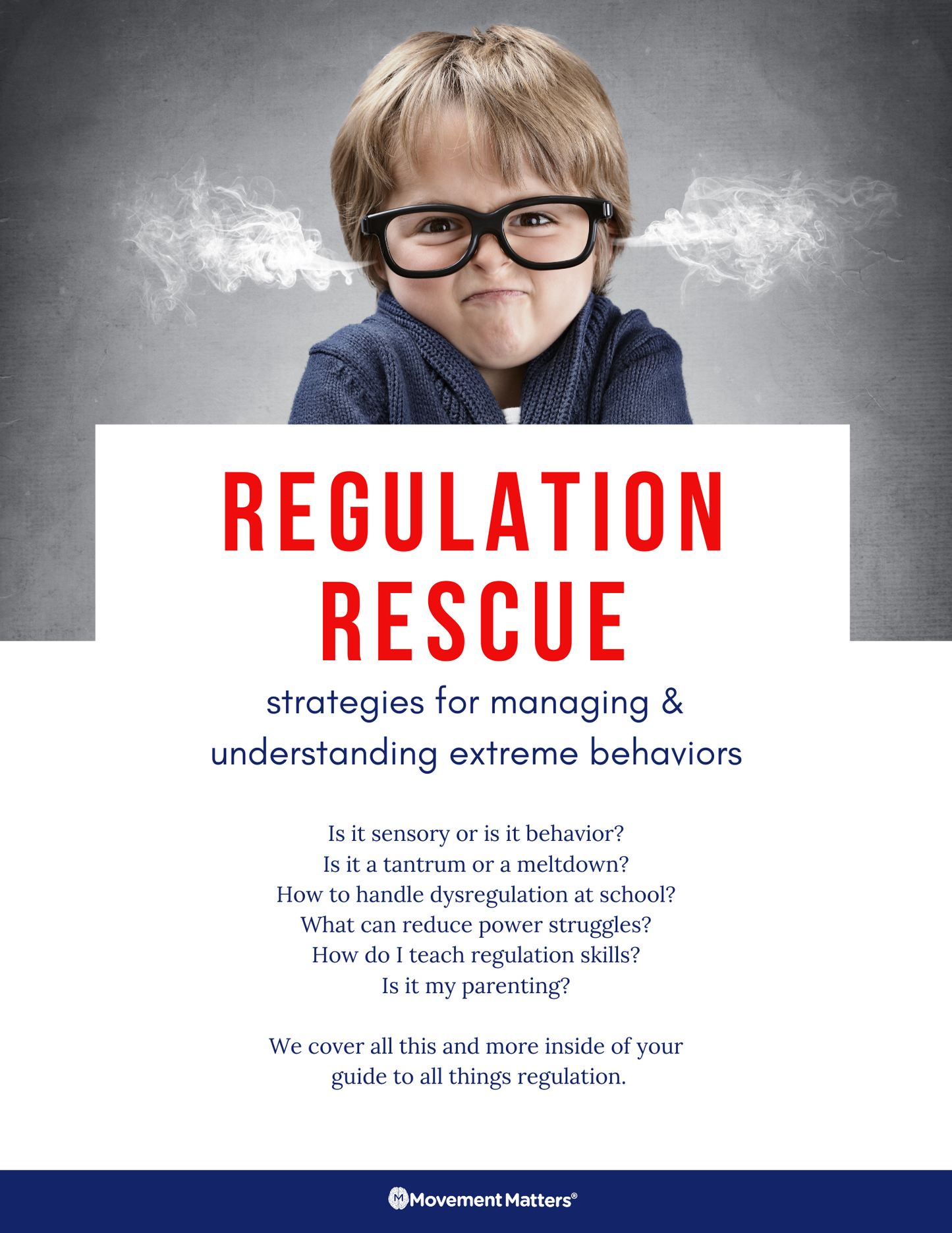 Regulation rescue guide for challenging behaviors like impulsivity, emotion regulation, hyperactivity, focus, attention, and more