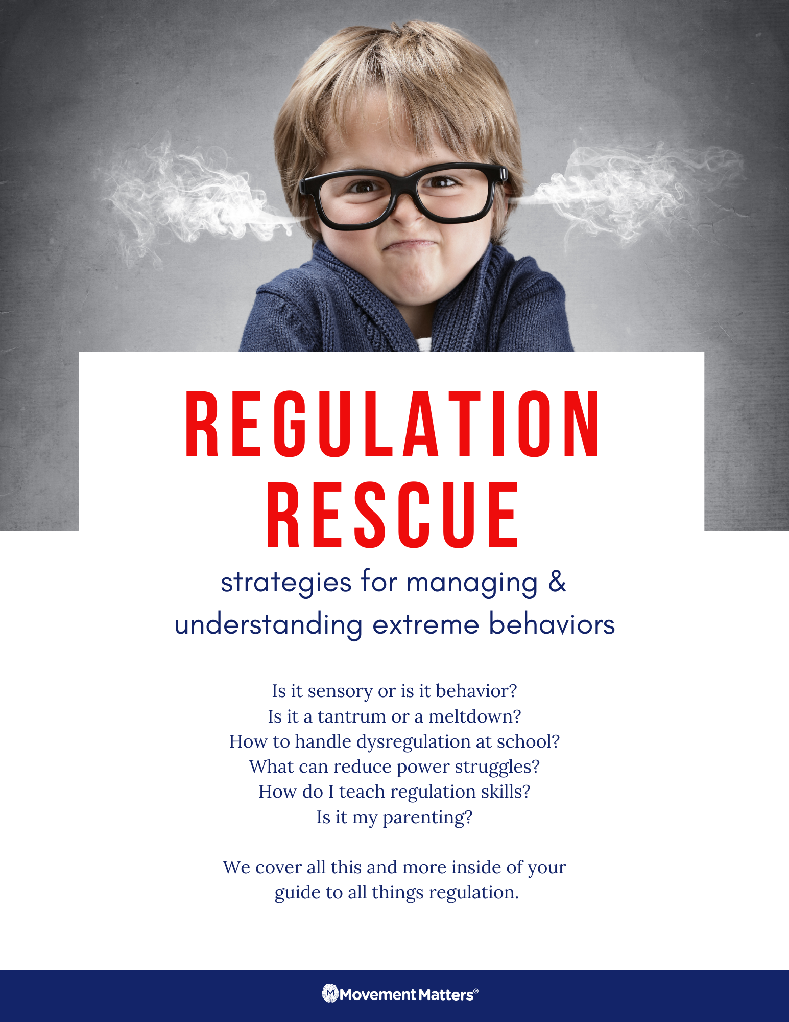 Regulation rescue guide for challenging behaviors like impulsivity, emotion regulation, hyperactivity, focus, attention, and more