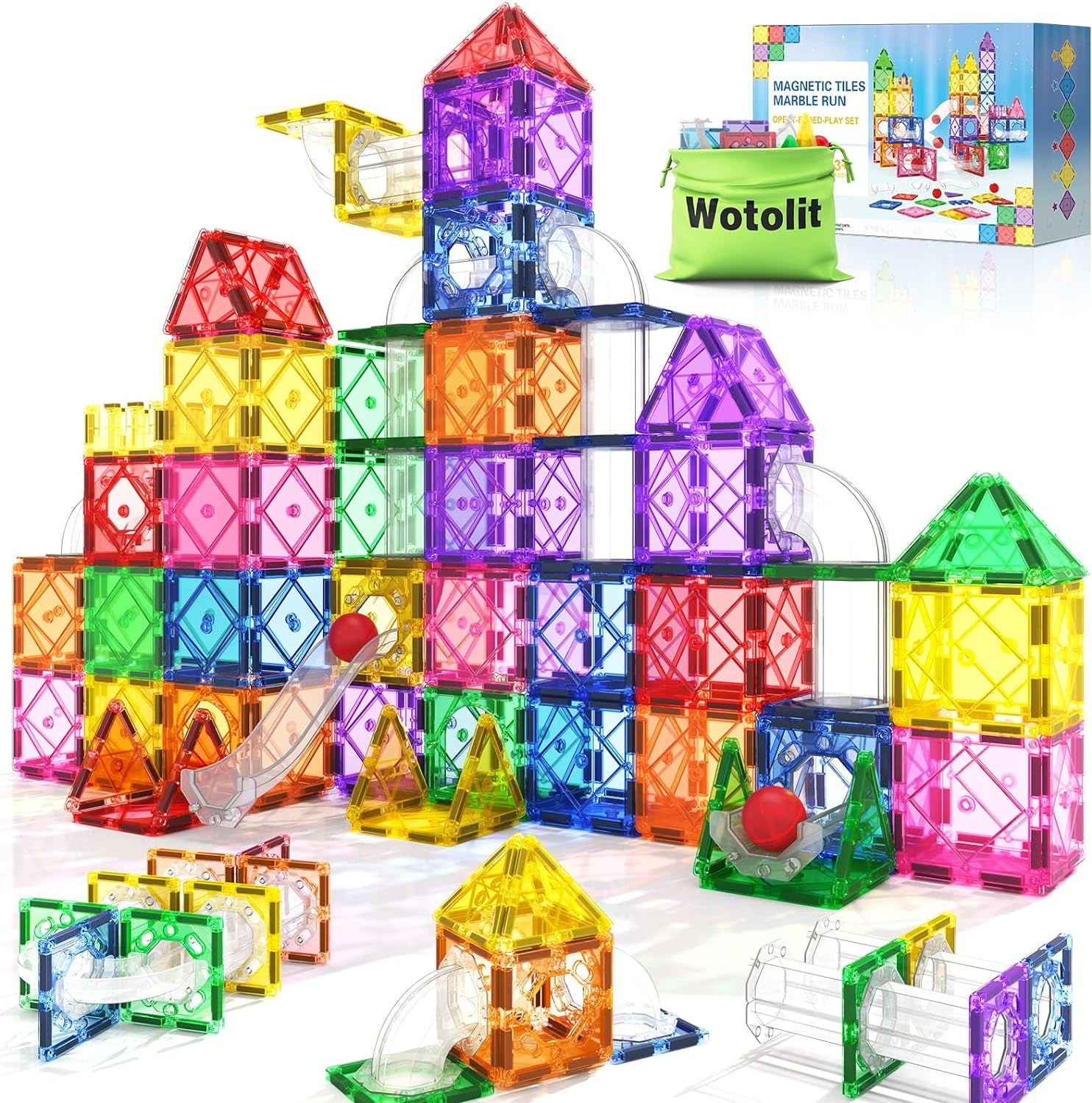 STEM Magnet Toys for Toddler Magnetic Blocks Building Toys Preschool Learning Sensory Montessori Toys for 3+ Year Old Boys and Girls, Safe Creativity Toddler Kids Toys