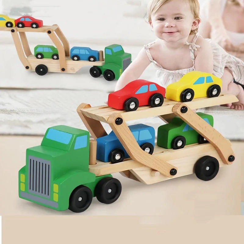 Children Car Hauler Wooden Toy