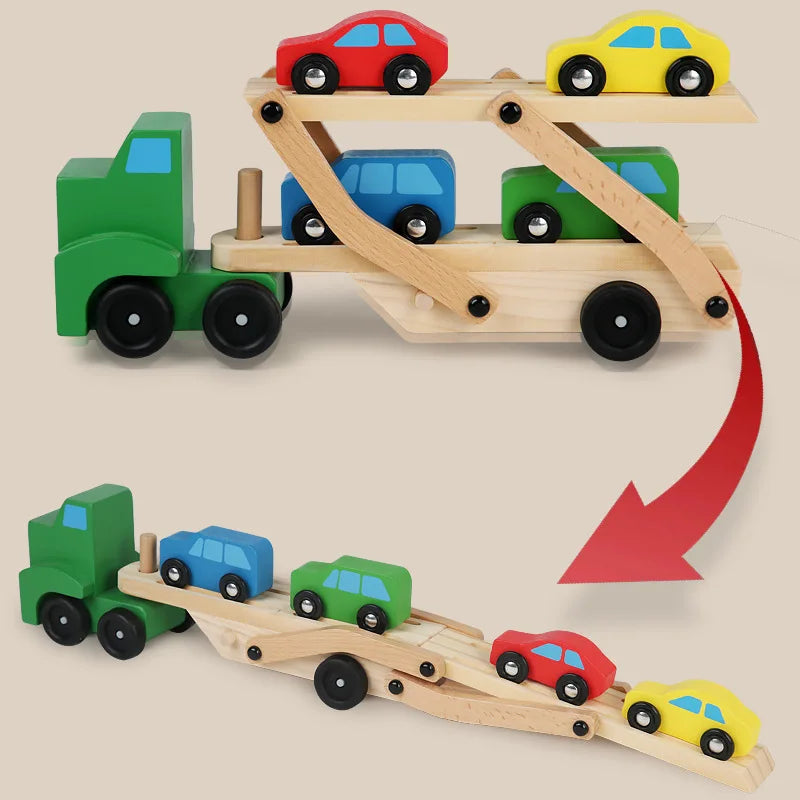 Children Car Hauler Wooden Toy