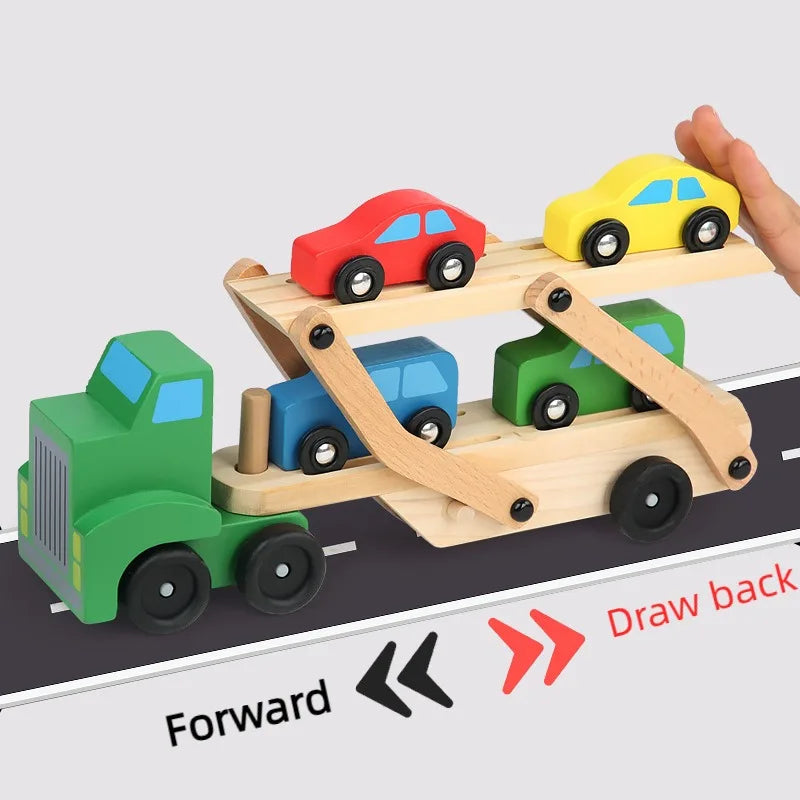 Children Car Hauler Wooden Toy