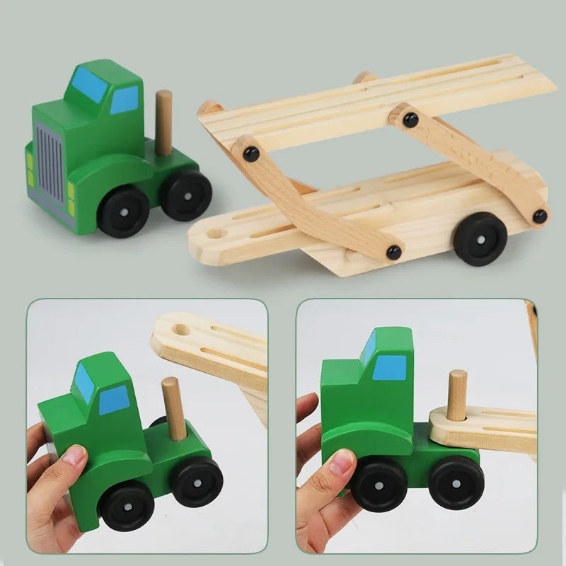 Children Car Hauler Wooden Toy